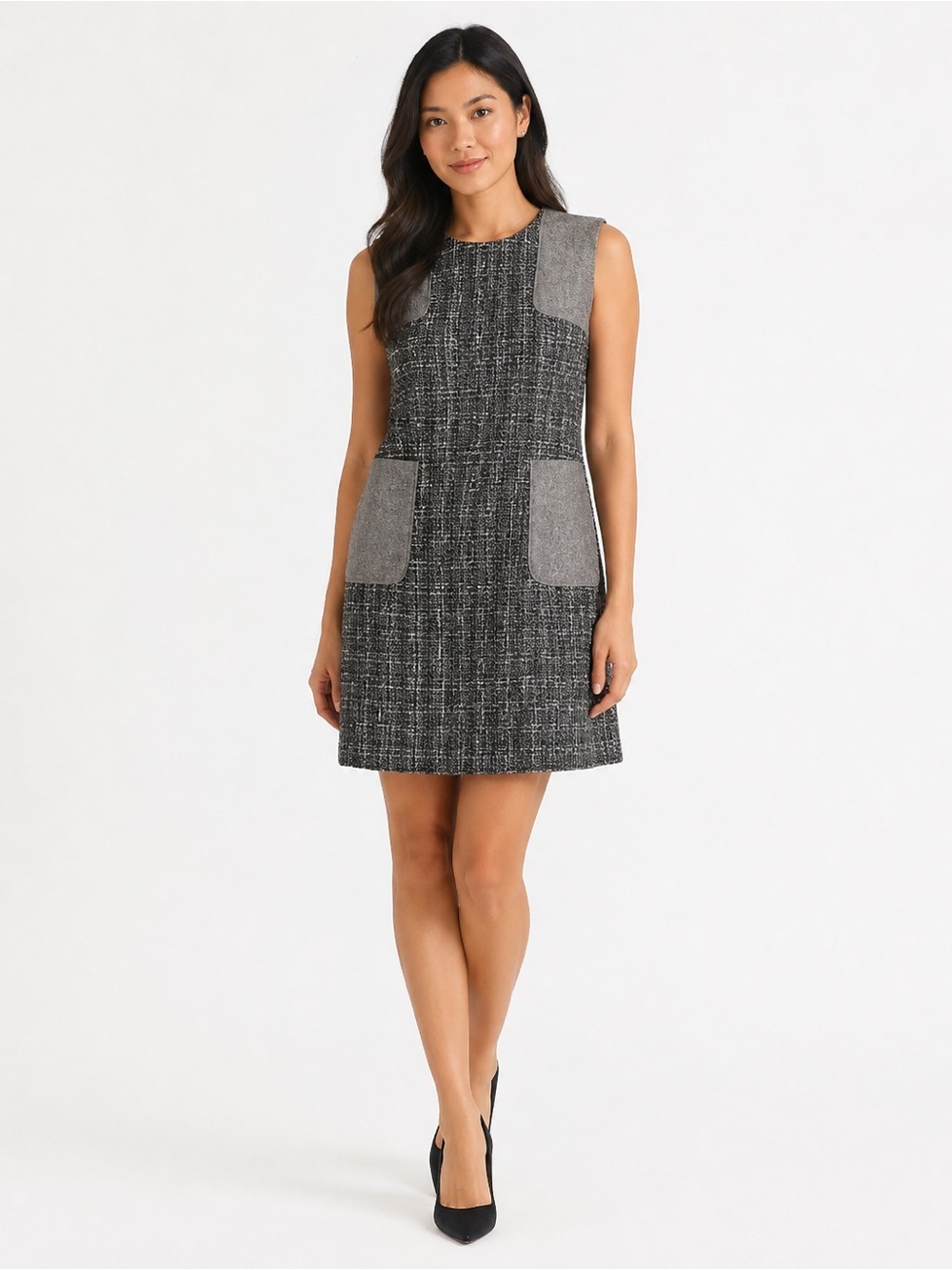 RED Valentino Grey Tweed Wool Blend Dress Size 8